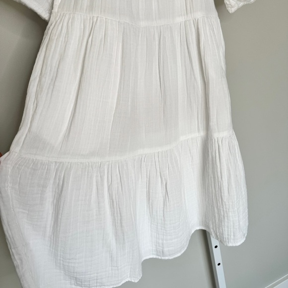 OLD NAVY Mini Dress White XS Tall Crinkle Gauze Tiered Pockets Flowy Peasant NWT - Picture 8 of 15